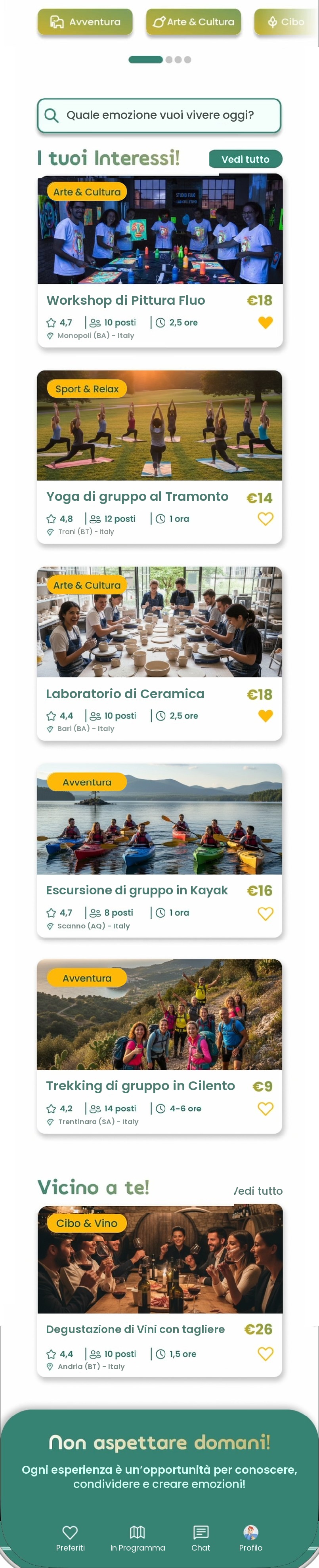 Home: esperienze consigliate